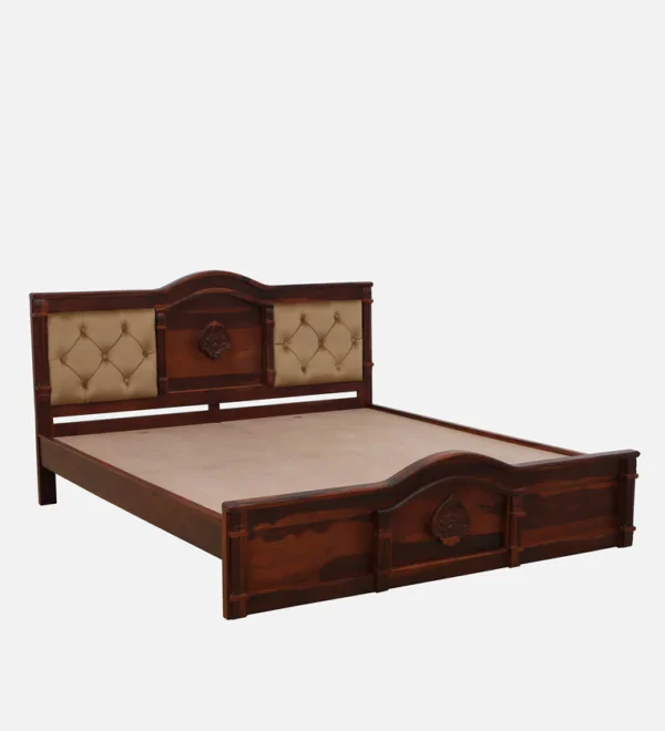 Durbar Sheesham Wood King Size Bed In Honey Oak Finish