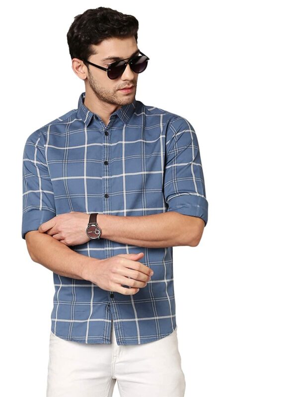 DennisMen's Checkered Slim Fit Cotton Casual Shirt