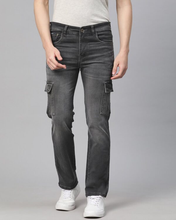 Men's Charcoal Grey Cargo Jeans, versatile grey cargo
